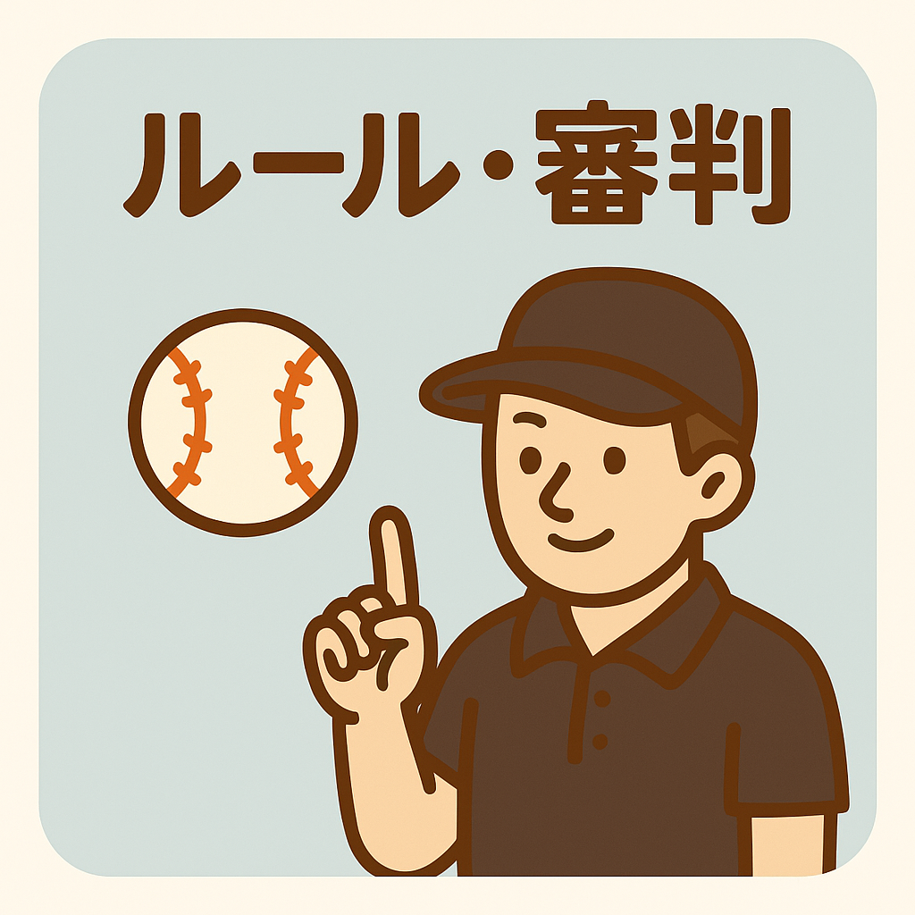 少年野球のルールと審判解説｜審判と野球ボールのイラスト