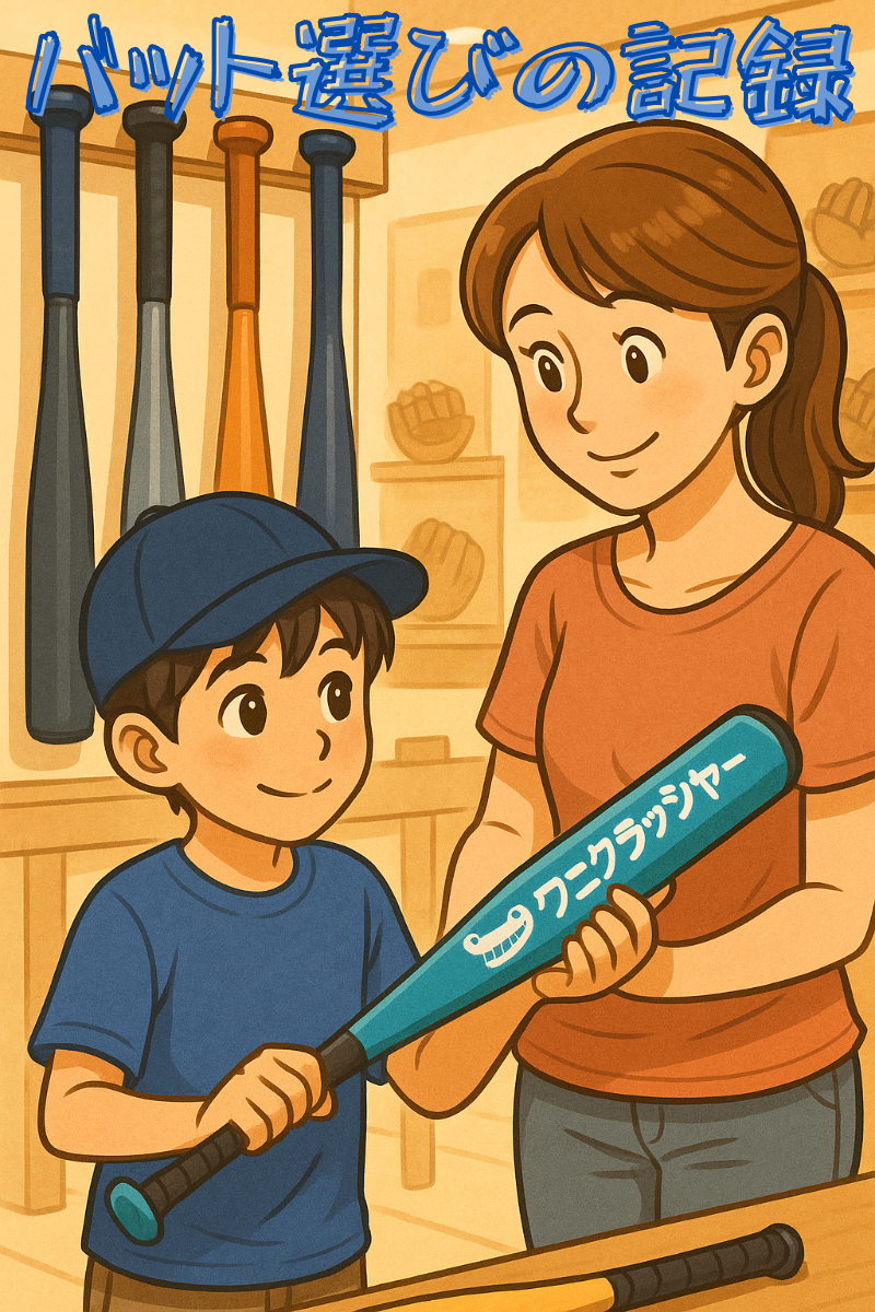バットを選ぶ母と息子