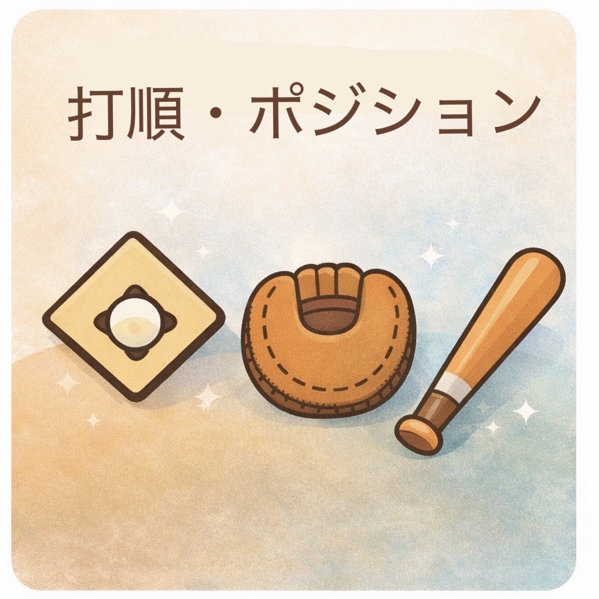 少年野球の打順とポジション解説｜ダイヤモンド図・キャッチャーミットのイラスト
