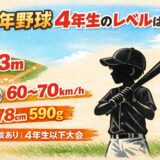少年野球4年生のレベル解説アイキャッチ｜塁間23m・球速目安・78cm590gバットと4年生以下大会