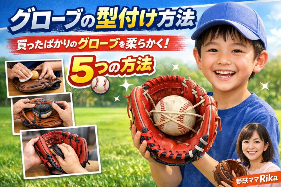 グローブの型付け方法｜買ったばかりの硬い少年野球グローブを柔らかくする5つのコツ
