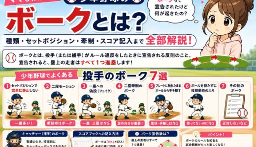 【ママもわかる】少年野球のボークとは？種類・セットポジション・牽制・スコア記入まで全部解説