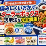 少年野球の夏のお弁当対策をまとめたアイキャッチ画像。傷みにくいおかず15選、クーラーボックス活用法、食中毒予防のポイントを紹介。